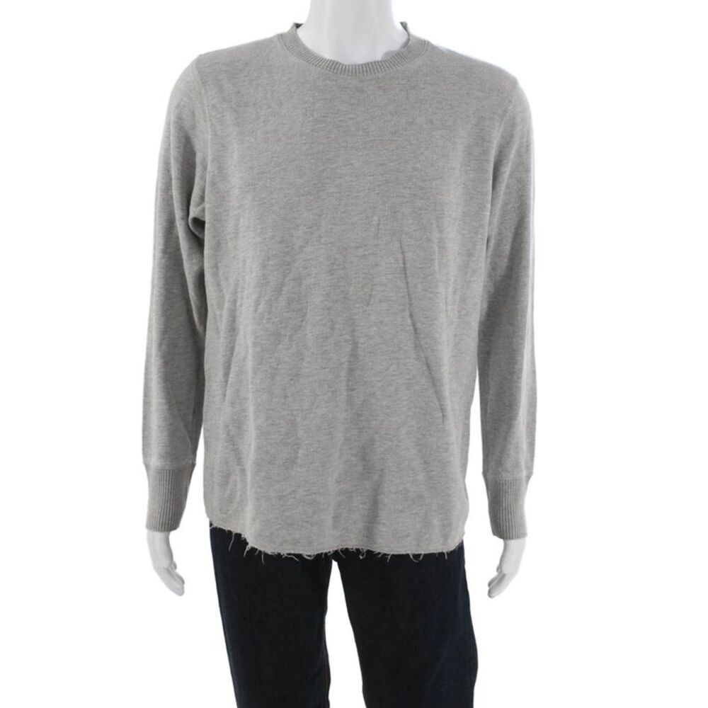Relwen Mens Gray Cotton Pullover Crew Neck Long Sleeve Solid Size L